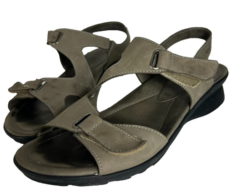 Mephisto Sandals Women's Size 38 8 Olive Green Paris Hook and Loop Leather